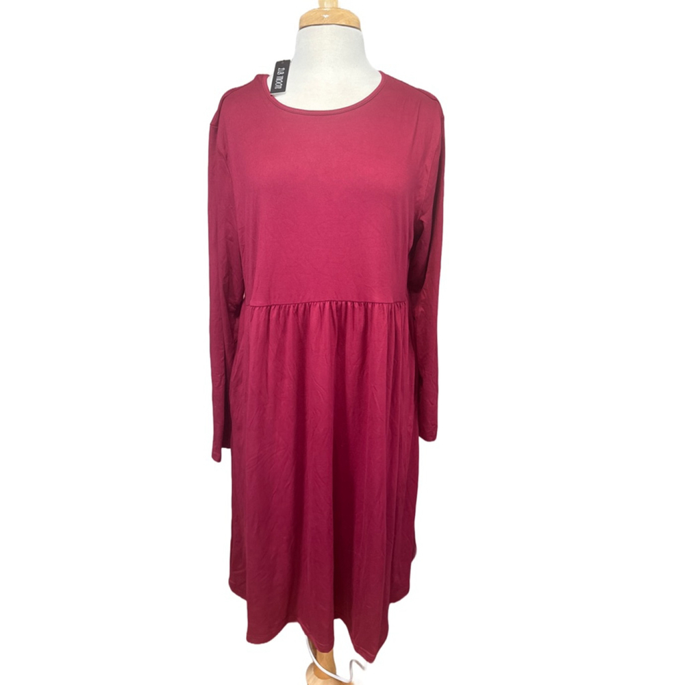 DB MOON Dress Size 3XL Long Sleeve Pockets Burgundy